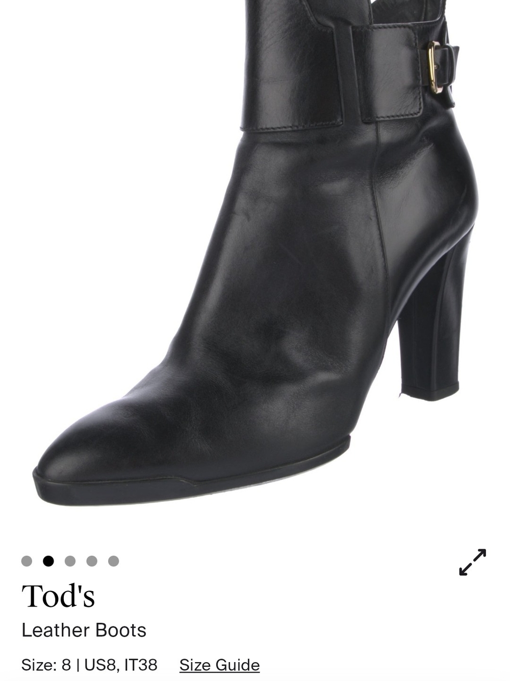 Tod's Black Leather Buckle Ankle Boots with High Block Heel